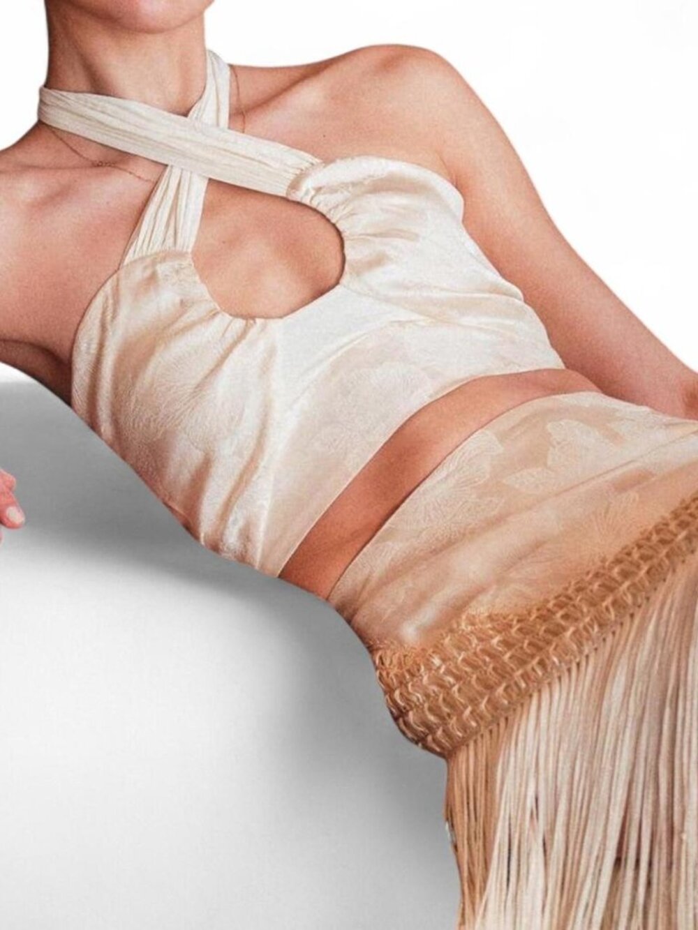 Fore Collection Floral Halter Tie Back Top